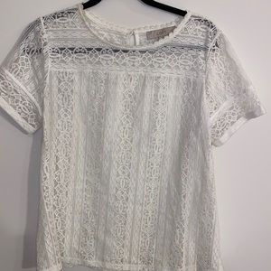 Loft white lace shirt